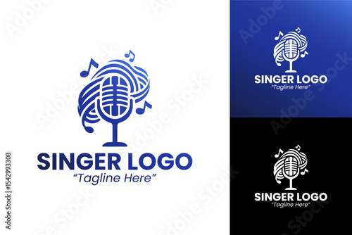 Elegant Gradient Blue Singer Logo for Vocal Performance Branding