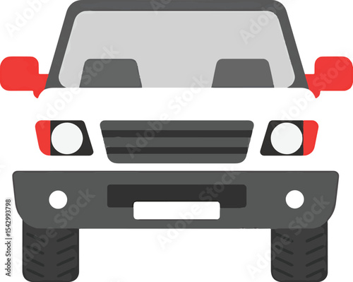 Front View of a White SUV Detailed Illustration