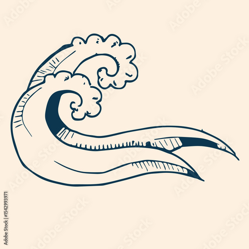 Illustrated collection of hand-drawn nautical elements featuring ships, lighthouses, anchors, compasses, sea animals, and maritime tools.