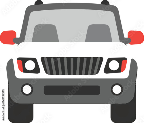 Front View of a White SUV  A Clean and Simple Vector Illustration