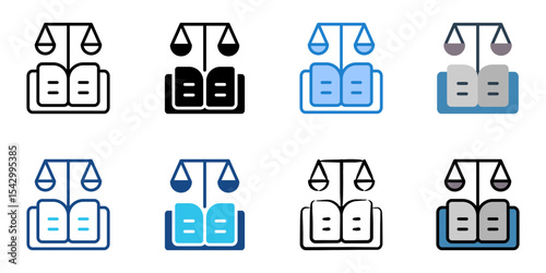 Law education icon set multiple style collection 
