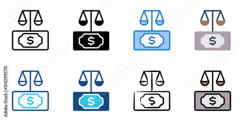 Financial law icon set multiple style collection 
