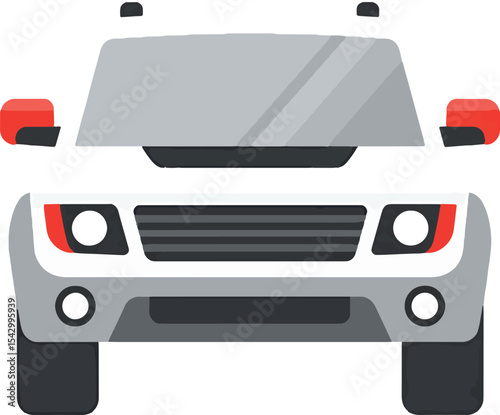 Front View of a White Pickup Truck  Illustration