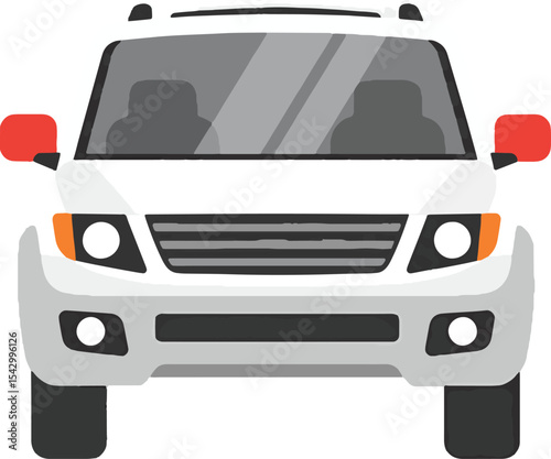 Front View of a White SUV Illustration of a Modern Sport Utility Vehicle