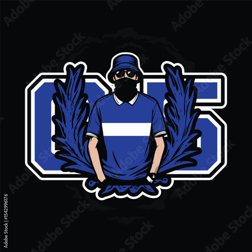 ultras hooligan with laurel sticker vector design