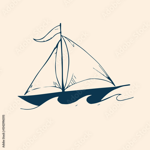 Illustrated collection of hand-drawn nautical elements featuring ships, lighthouses, anchors, compasses, sea animals, and maritime tools.