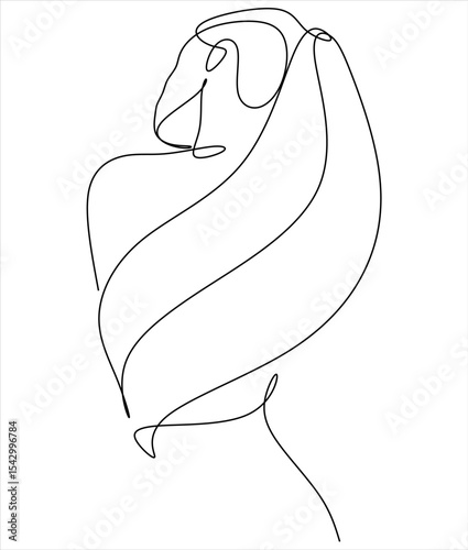 Minimal line drawing of a female figure. For posters, tattoos, logos of underwear stores.