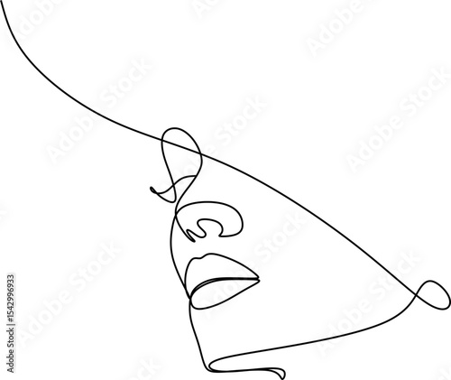Woman abstract face, one line drawing. Hand drawn outline illustration. Continuous line. Portret female. Vector illustration