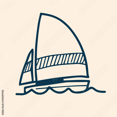 Illustrated collection of hand-drawn nautical elements featuring ships, lighthouses, anchors, compasses, sea animals, and maritime tools.