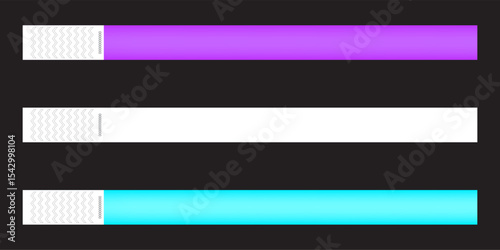 Paper event bracelet mockup. Admission wristband template for concert, festival, cinema, party, disco entrance isolated on transparent background. Patient identification band.
