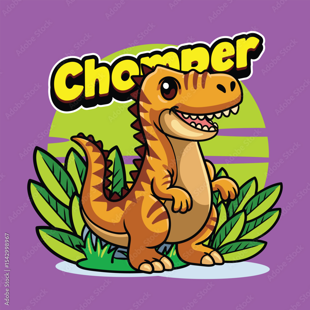 Fototapeta premium Cute Carcharodontosaurus Dinosaur Character Mascot in Vector Cartoon Illustration