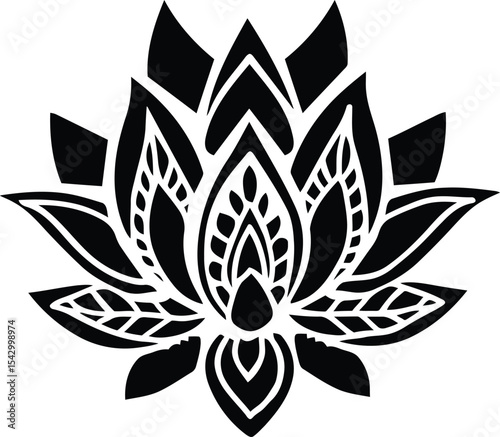 A serene lotus flower symbol of purity and enlightenment unfolding its petals in a meditative silhouette against a clean