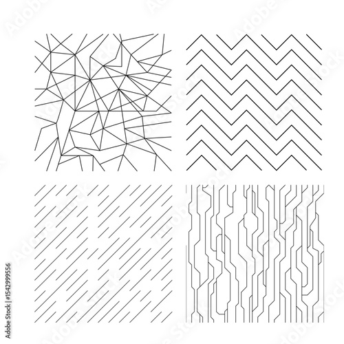 Collection of seamless ornamental vector patterns and swatches. Black geometric oriental backgrounds.