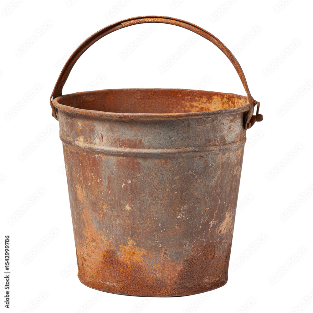 Rusty Metal Bucket Isolated on Transparent Background for Design Use Rusty Metal Bucket Isolated on Transparent Background for Design Use