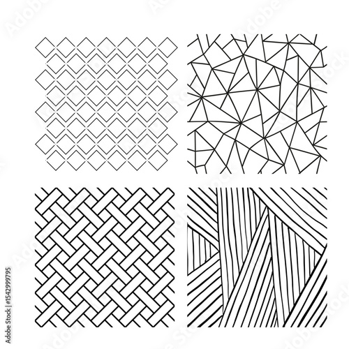 Collection of seamless ornamental vector patterns and swatches. Black geometric oriental backgrounds.