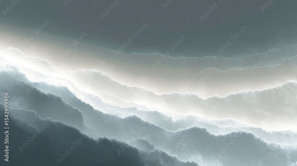 Fototapeta premium Abstract digital art piece that appears to be a wave-like pattern. the wave is made up of multiple layers of different shades of blue and white, creating a gradient effect.