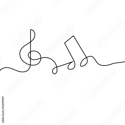 Music Note Continuous Line