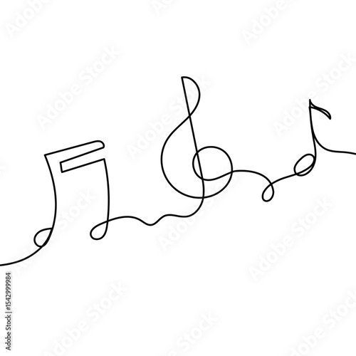 Music Note Continuous Line