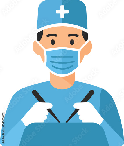 Surgeon Icon Medical Professional Illustration, Healthcare Worker, Doctor, Flat Design
