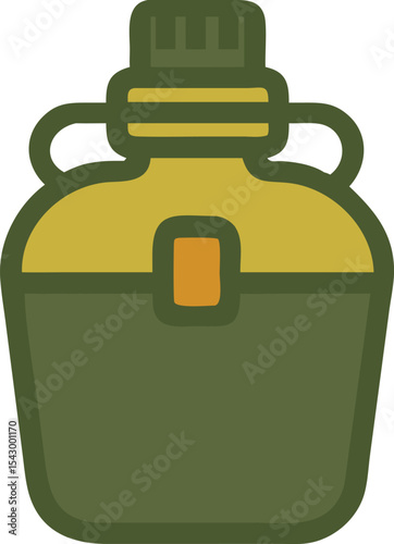 Military Canteen Icon Vector – Army Water Bottle in Flat Style. military canteen water bottle icon. 
