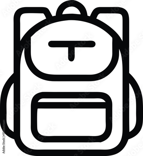 Minimal Backpack Icon Vector – School or Travel Bag Outline Design. simple backpack icon black and white illustration.
