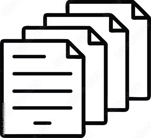 Stack of Document Files and Multiple Pages Icon. simple line icon of stacked documents catalogue.