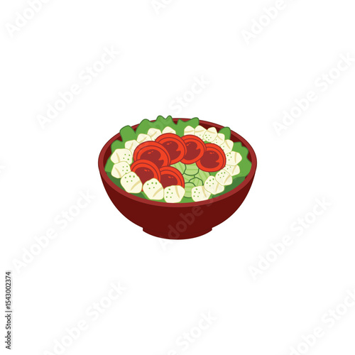 An icon of a bowl filled with tabbouleh salad, showing finely chopped parsley, tomatoes, and bulgur. This represents tabbouleh, a refreshing and healthy Middle Eastern salad.