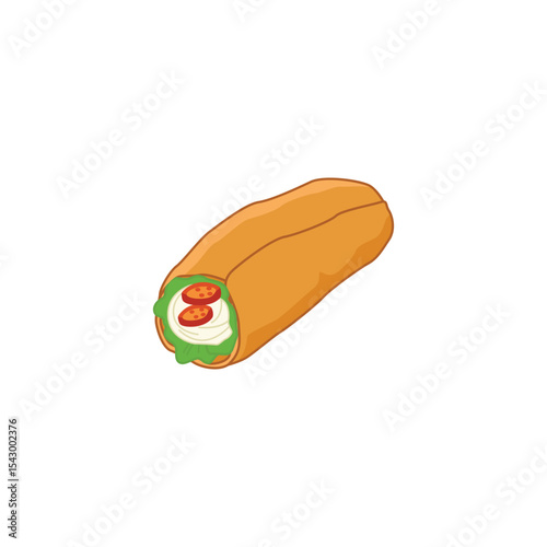 An icon depicting a wrapped shawarma sandwich, showing sliced meat, vegetables, and sauce inside. This represents shawarma, a famous Middle Eastern street food made with thinly sliced roasted meat.