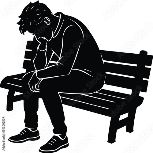 Melancholy slumped person silhouette