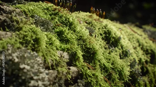 Close-up of moss and lichen on a rock face
