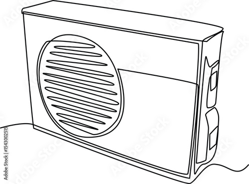 Continuous one line drawing air conditioner condenser. Electricity home appliance concept. Continuous line draw design graphic vector illustration.