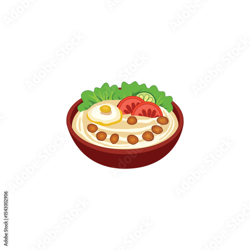 An icon of a bowl containing a stew-like dish with beans, topped with garnishes like tomatoes and eggs.