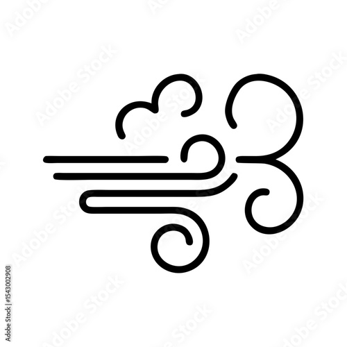Clean air symbol icon with wind and clouds.  Air purity sign with stylized wind gusts and fluffy clouds. This clean air symbol is perfect for environmental campaigns and eco-friendly branding.
