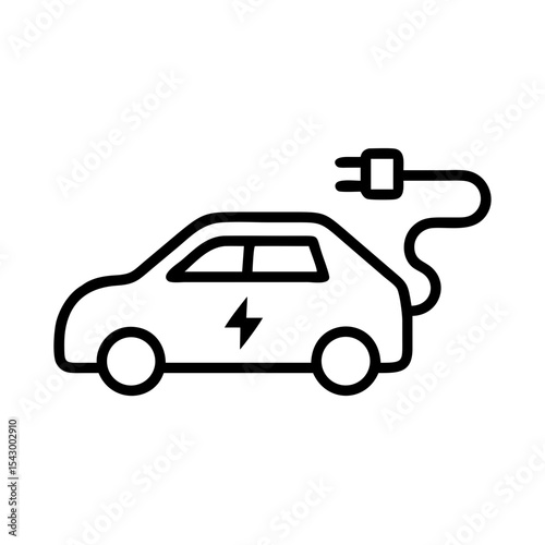 Electric car charging icon design. Clean electric vehicle illustration with charging plug.  Electric car graphic for website or app interface. This electric car image is perfect for an icon.