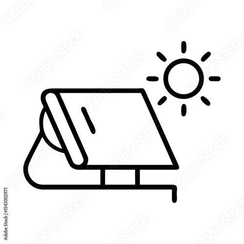 Solar water heater icon.  Efficient solar water heater design for sustainable living. This solar water heater graphic is perfect for brochures, websites.
