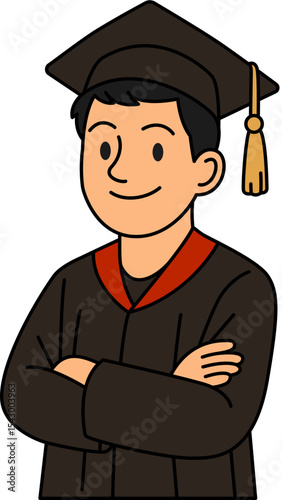 A teenage boy wearing a black graduation gown