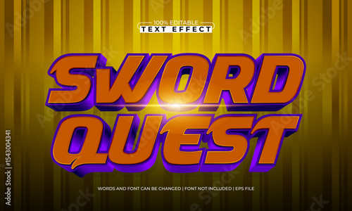 sword quest editable text effect with a knight and sword text style