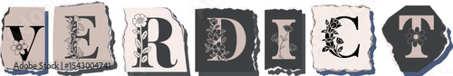 VERDICT Floral Typography of a Concept Word � Elegant Torn Paper Letter Design