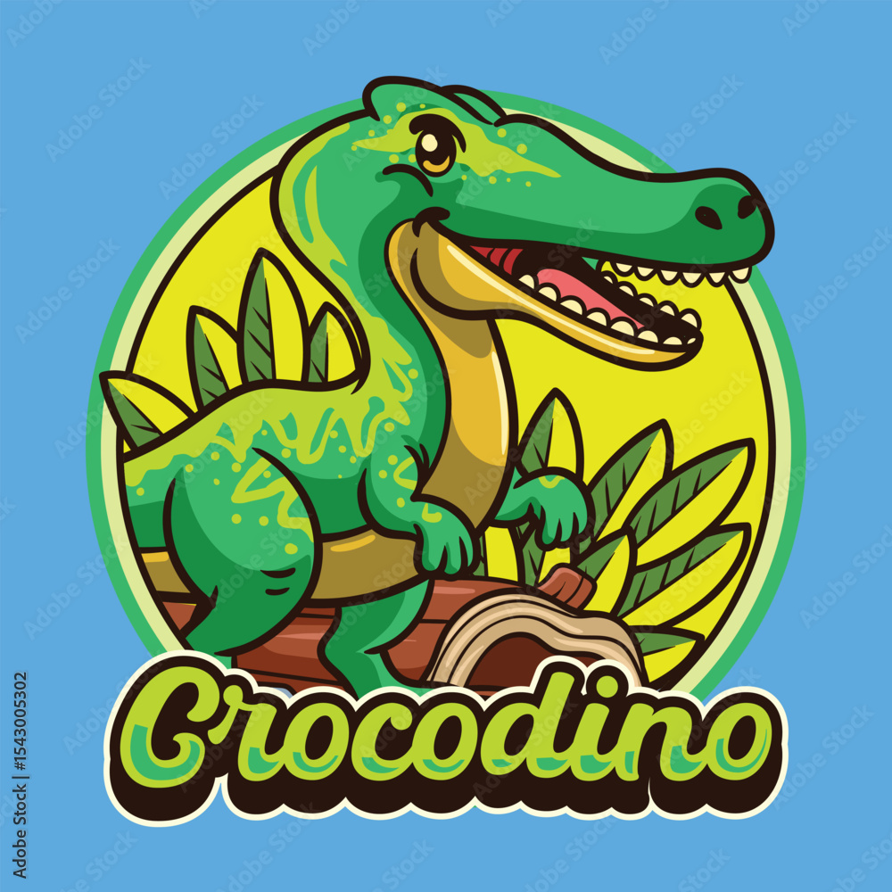Fototapeta premium Cute suchomimus Dinosaur Character Mascot in Vector Cartoon Illustration