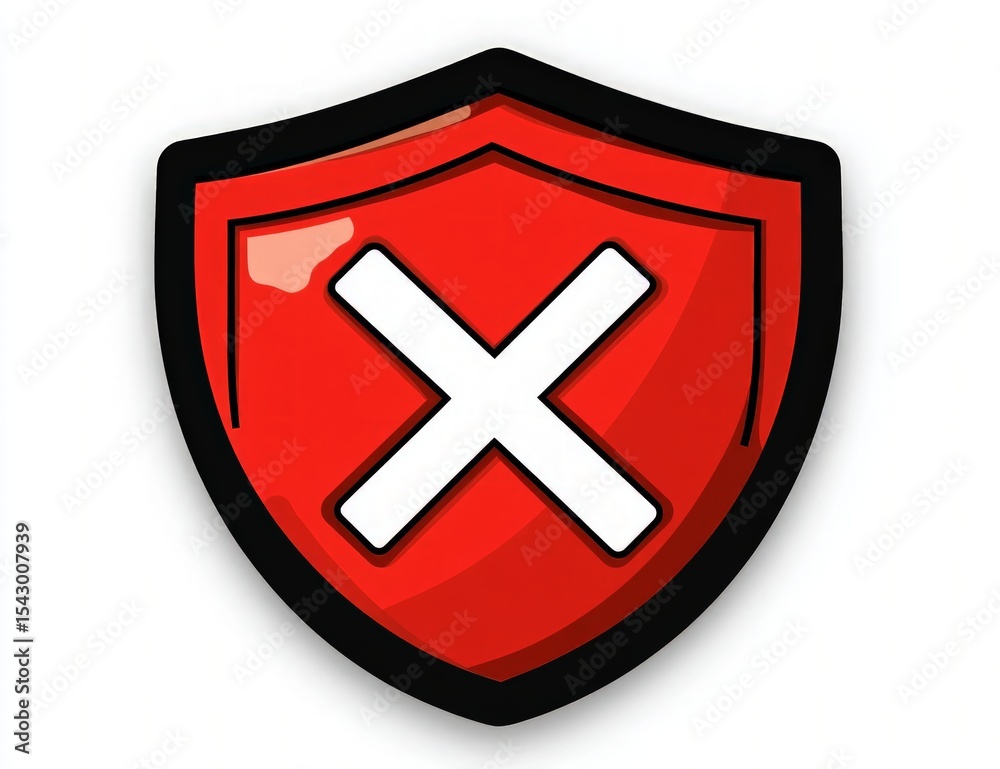 Obraz premium Red Shield Icon With White X