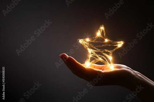 Hand holds glowing star symbolizing hope and heartfelt wishes.