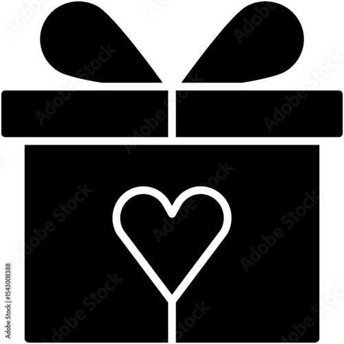 Gift Box Icon, Christmas Present Package Symbol Vector Stock Illustration, Solid Icon Style Design.