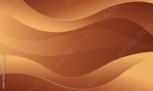 Abstract bronze luxury wave background with gold accents. Elegant metallic design style for templates, banners, covers, sales, business, events, awards, websites, pages, and more