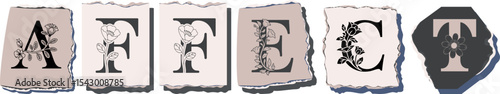 AFFECT Floral Typography of a Concept Word � Elegant Torn Paper Letter Design