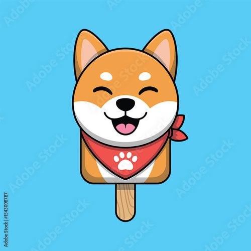 Cute cartoon puppy character with happy smile and wagging tail