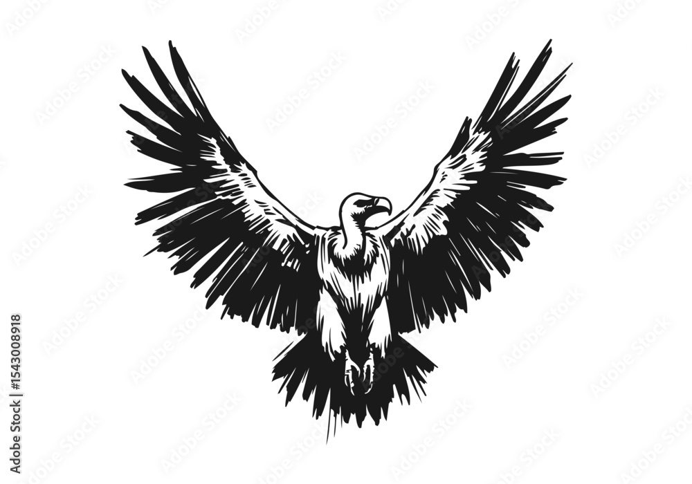 Obraz premium Vulture hand drawn sketch vector illustration