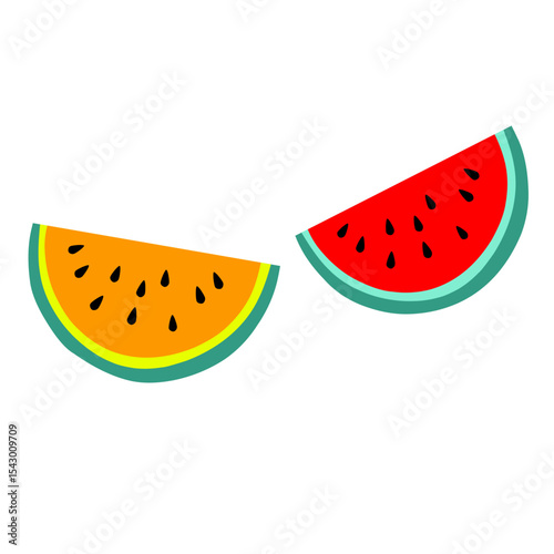 Delicious Watermelon Slices Vector icon set - Summer Fruit & Refreshment
