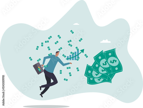 Earn money or make profit investing, easy cash or loan, investment professional or expert, wealth management or success investor.character for design.