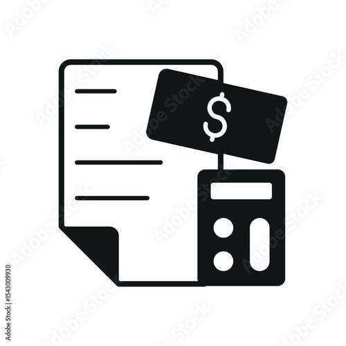 Budget planner in bold silhouette forms a strong and modern financial tracking icon.