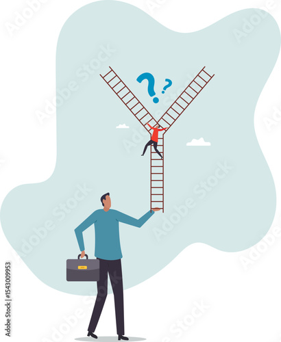 Decision making, choosing choices, options or way, which direction to be success or decide path to achieve target.character for design.